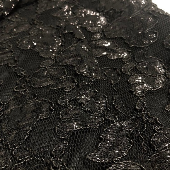 Vintage Black Lace Midi Dress with Beaded Fringe Detail - Picture 5 of 7